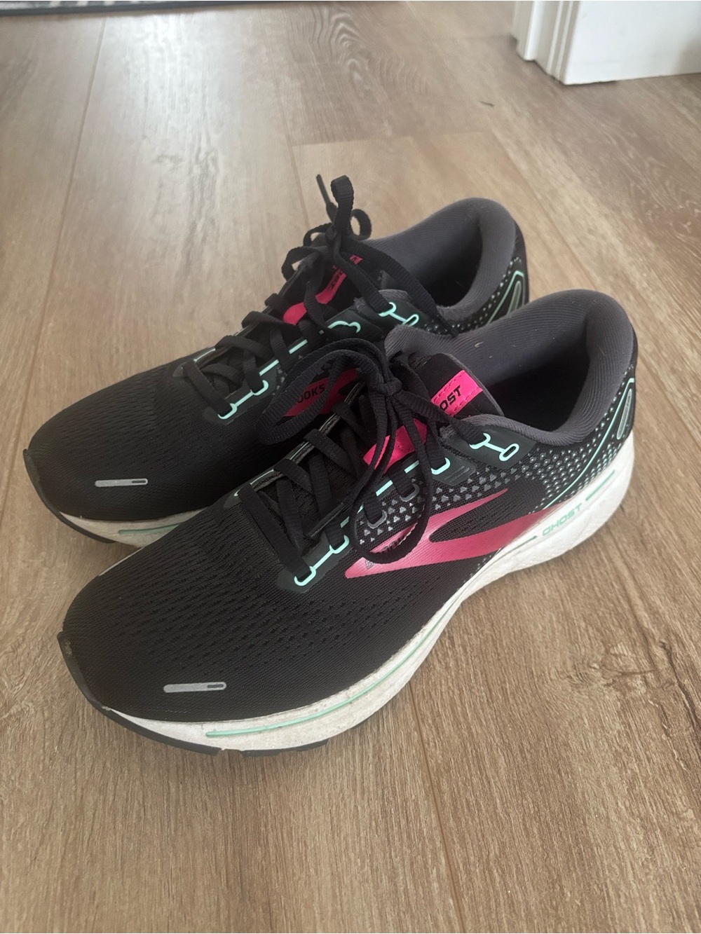 Brooks Women's Black Running Shoes with Pink & Teal Accents